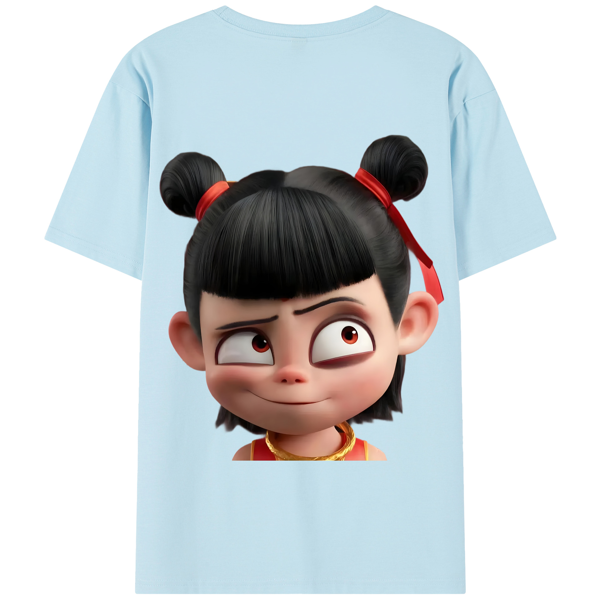 （画像用） Ne Zha 2 ナタ 魔童の大暴れ 綿100％半袖Tシャツ（背面プリント）